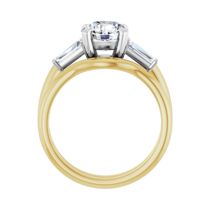14K Yellow/White Gold 7.4 mm Round 1/3 CTW Lab-Grown Diamond Semi-Set Engagement Ring