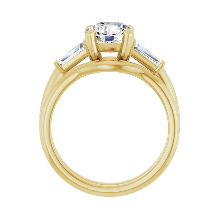 14K Yellow Gold 7.4 mm Round 1/3 CTW Lab-Grown Diamond Semi-Set Engagement Ring