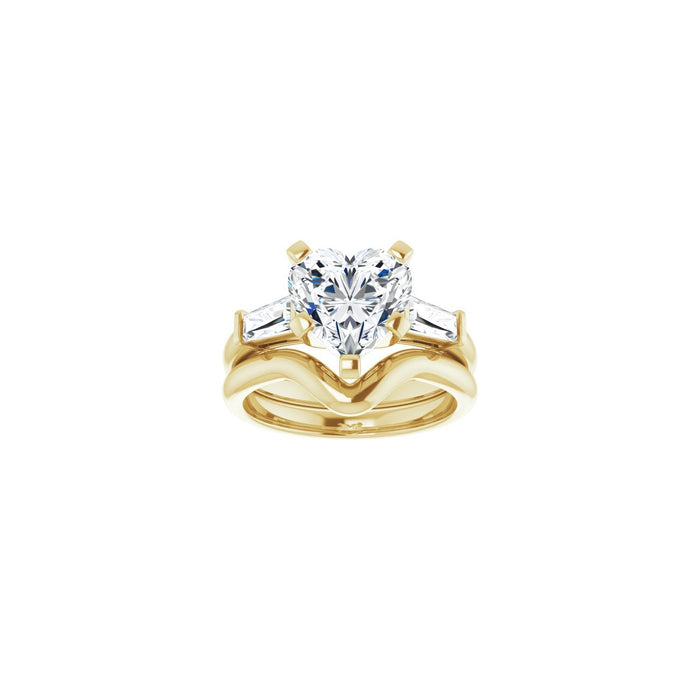 14K Yellow Gold 9x9 mm Heart 1/2 CTW Lab-Grown Diamond Semi-Set Engagement Ring