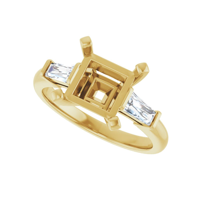 14K Yellow Gold 7.5x7.5 mm Square 1/3 CTW Lab-Grown Diamond Semi-Set Engagement Ring