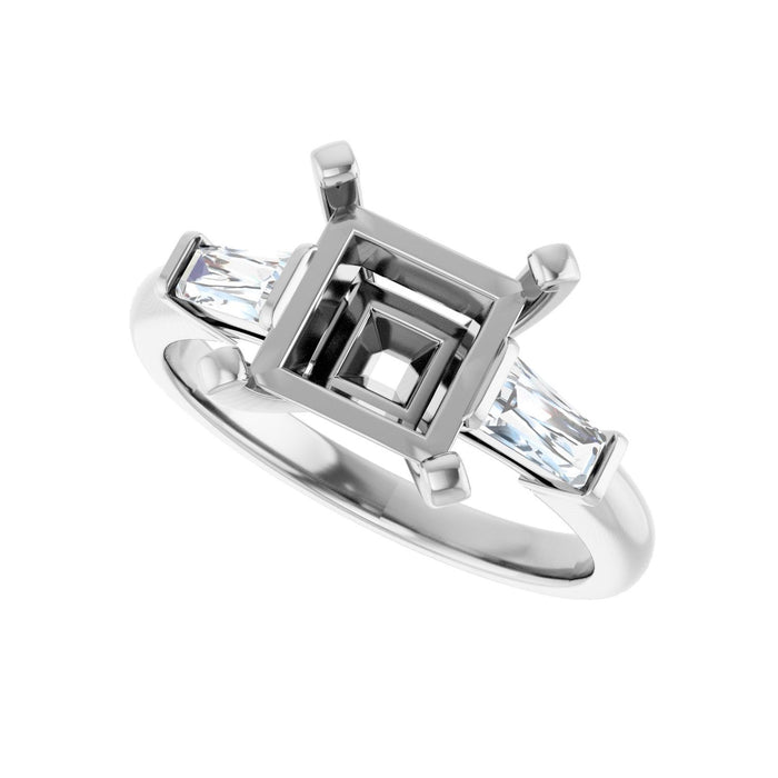 Platinum 7.5x7.5 mm Square 1/3 CTW Lab-Grown Diamond Semi-Set Engagement Ring