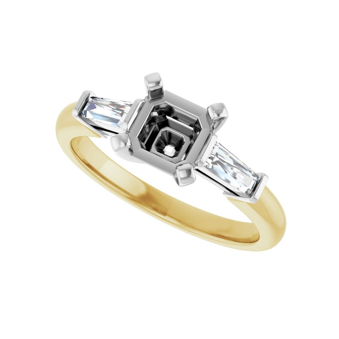 14K Yellow/White Gold 6x6 mm Asscher 1/5 CTW Lab-Grown Diamond Semi-Set Engagement Ring