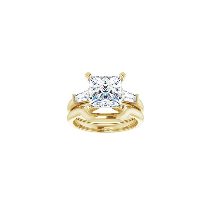 14K Yellow Gold 8x8 mm Square 1/3 CTW Lab-Grown Diamond Semi-Set Engagement Ring