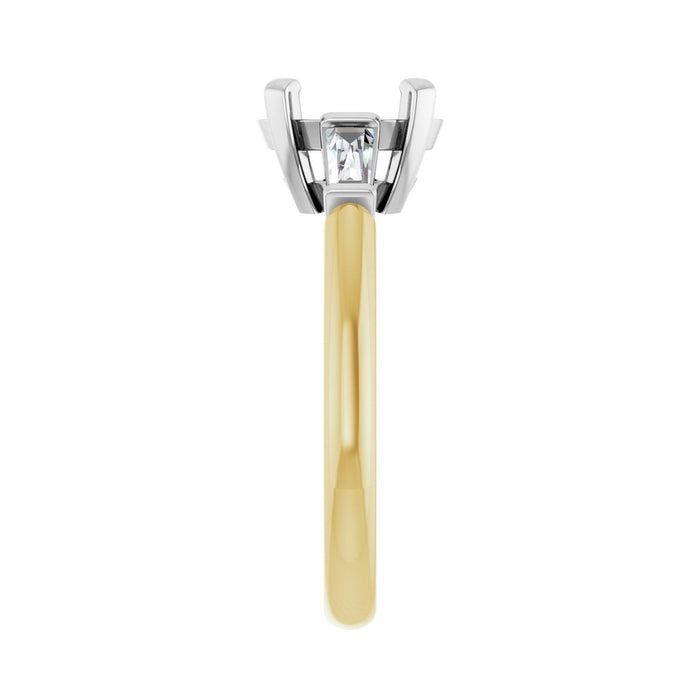 14K Yellow/White Gold 9x7 mm Oval 1/5 CTW Lab-Grown Diamond Semi-Set Engagement Ring