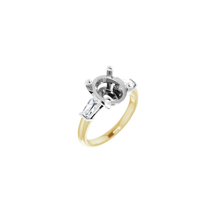 14K Yellow/White Gold 11x9 mm Oval 1/2 CTW Lab-Grown Diamond Semi-Set Engagement Ring