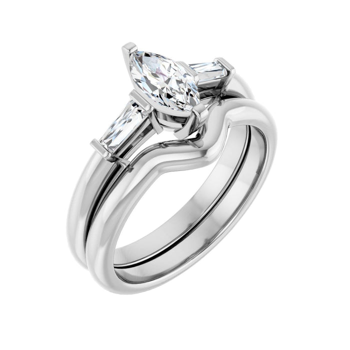Platinum 8x4 mm Marquise 1/5 CTW Lab-Grown Diamond Semi-Set Engagement Ring