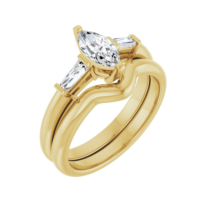 14K Yellow Gold 8x4 mm Marquise 1/5 CTW Lab-Grown Diamond Semi-Set Engagement Ring