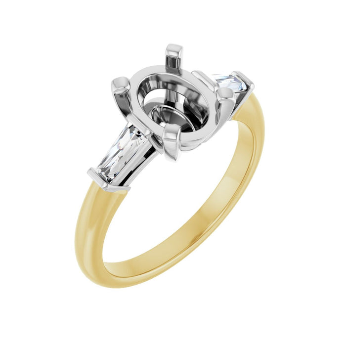 14K Yellow/White Gold 9x7 mm Oval 1/5 CTW Lab-Grown Diamond Semi-Set Engagement Ring