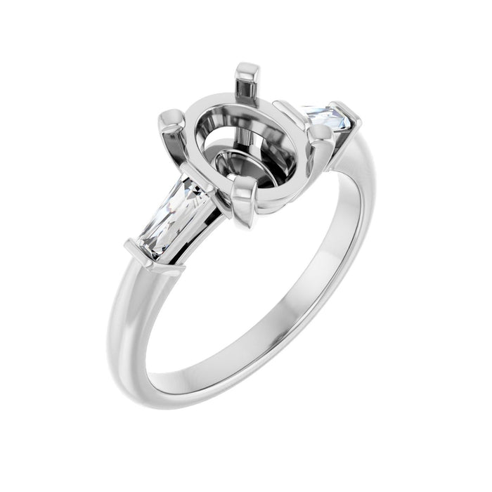 14K White Gold 9x7 mm Oval 1/5 CTW Lab-Grown Diamond Semi-Set Engagement Ring