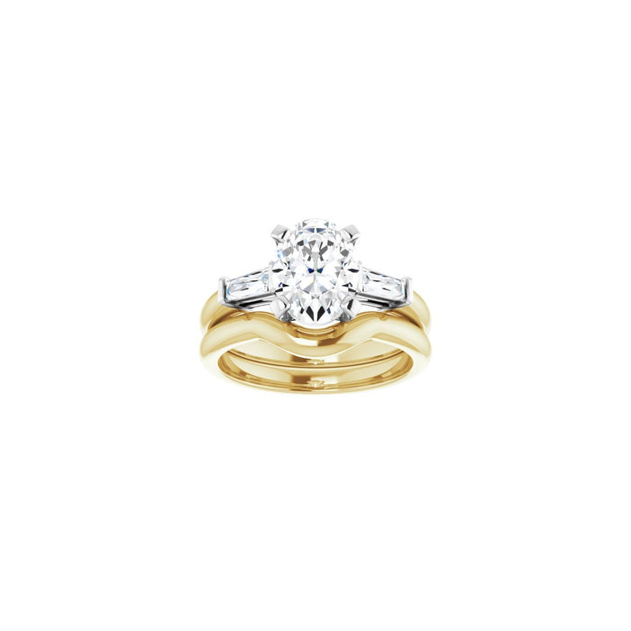 14K Yellow/White Gold 9x7 mm Oval 1/5 CTW Lab-Grown Diamond Semi-Set Engagement Ring
