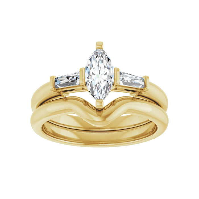 14K Yellow Gold 8x4 mm Marquise 1/5 CTW Lab-Grown Diamond Semi-Set Engagement Ring