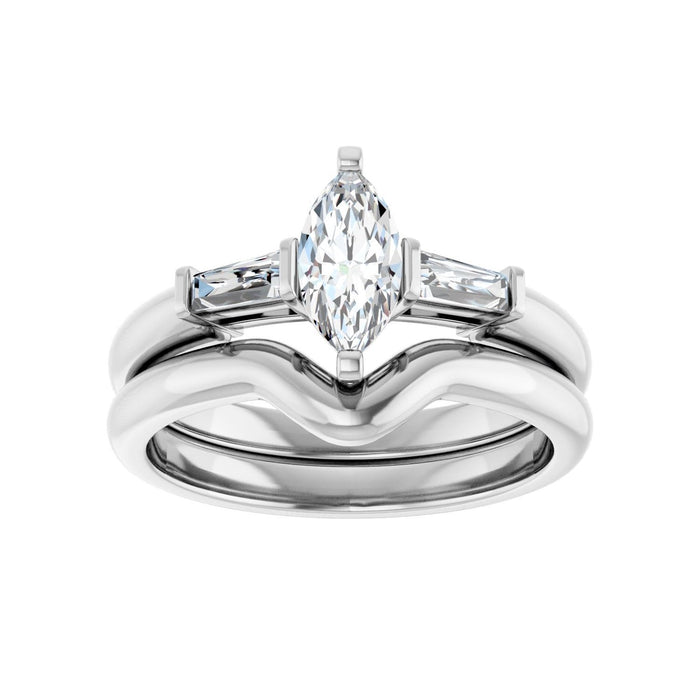 14K White Gold 8x4 mm Marquise 1/5 CTW Lab-Grown Diamond Semi-Set Engagement Ring