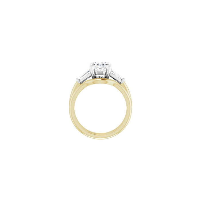 14K Yellow/White Gold 9x7 mm Oval 1/5 CTW Lab-Grown Diamond Semi-Set Engagement Ring