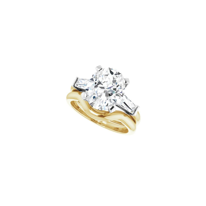 14K Yellow/White Gold 11x9 mm Oval 1/2 CTW Lab-Grown Diamond Semi-Set Engagement Ring