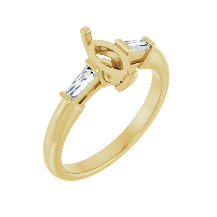 14K Yellow Gold 8x4 mm Marquise 1/5 CTW Lab-Grown Diamond Semi-Set Engagement Ring