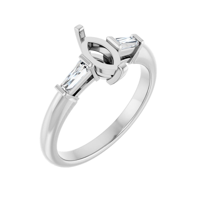 Platinum 8x4 mm Marquise 1/5 CTW Lab-Grown Diamond Semi-Set Engagement Ring