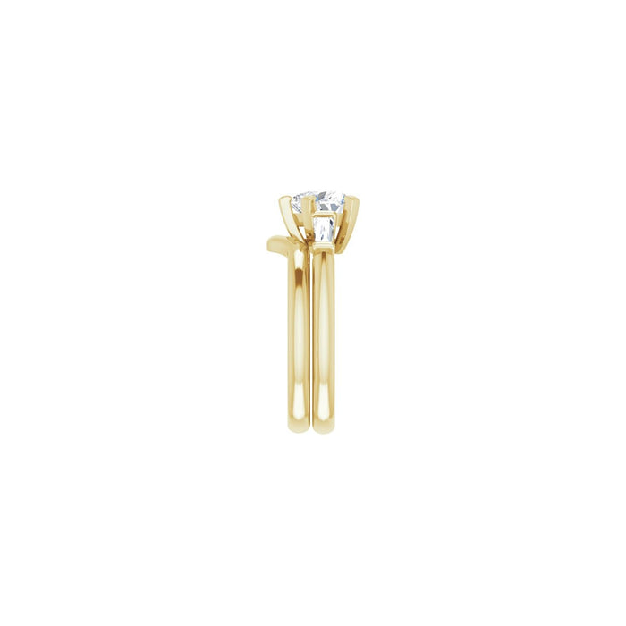 14K Yellow Gold 7x7 mm Heart 1/5 CTW Lab-Grown Diamond Semi-Set Engagement Ring