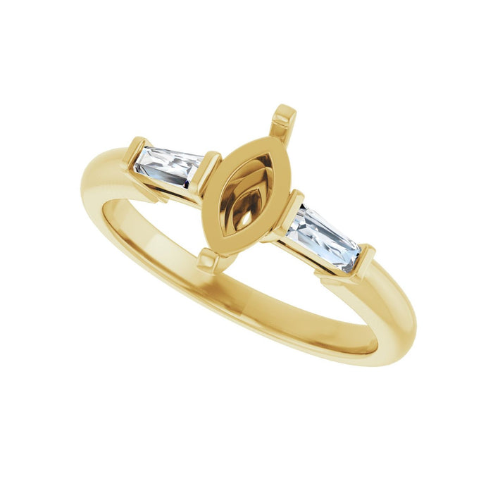 14K Yellow Gold 8x4 mm Marquise 1/5 CTW Lab-Grown Diamond Semi-Set Engagement Ring