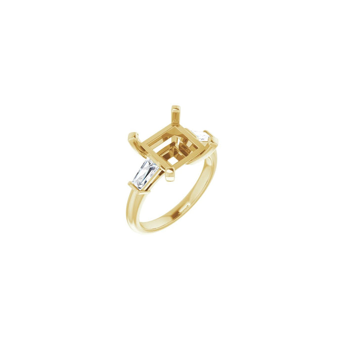 14K Yellow Gold 9x9 mm Square 1/2 CTW Lab-Grown Diamond Semi-Set Engagement Ring