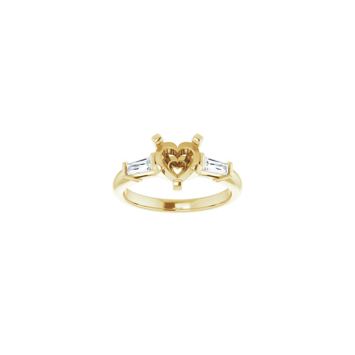 14K Yellow Gold 7x7 mm Heart 1/5 CTW Lab-Grown Diamond Semi-Set Engagement Ring