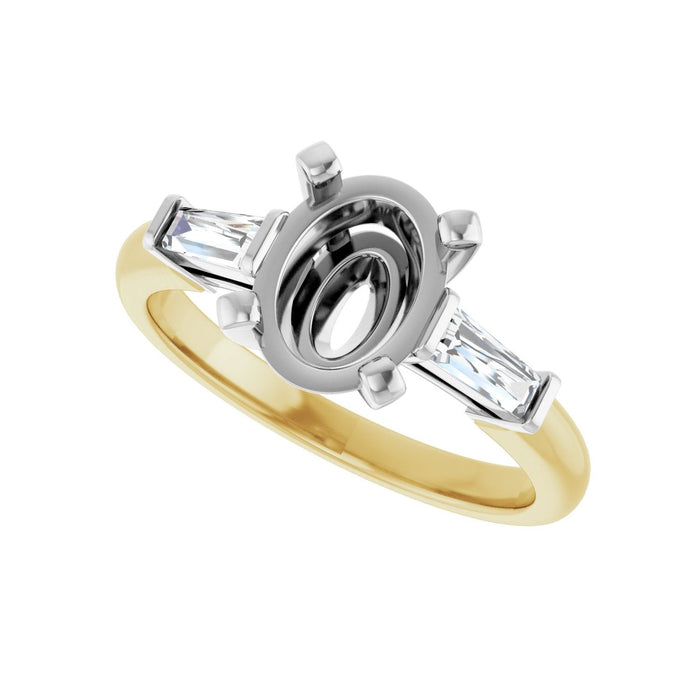 14K Yellow/White Gold 9x7 mm Oval 1/5 CTW Lab-Grown Diamond Semi-Set Engagement Ring