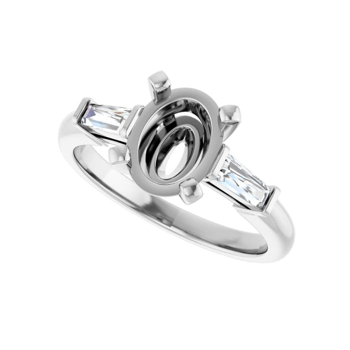 14K White Gold 9x7 mm Oval 1/5 CTW Lab-Grown Diamond Semi-Set Engagement Ring