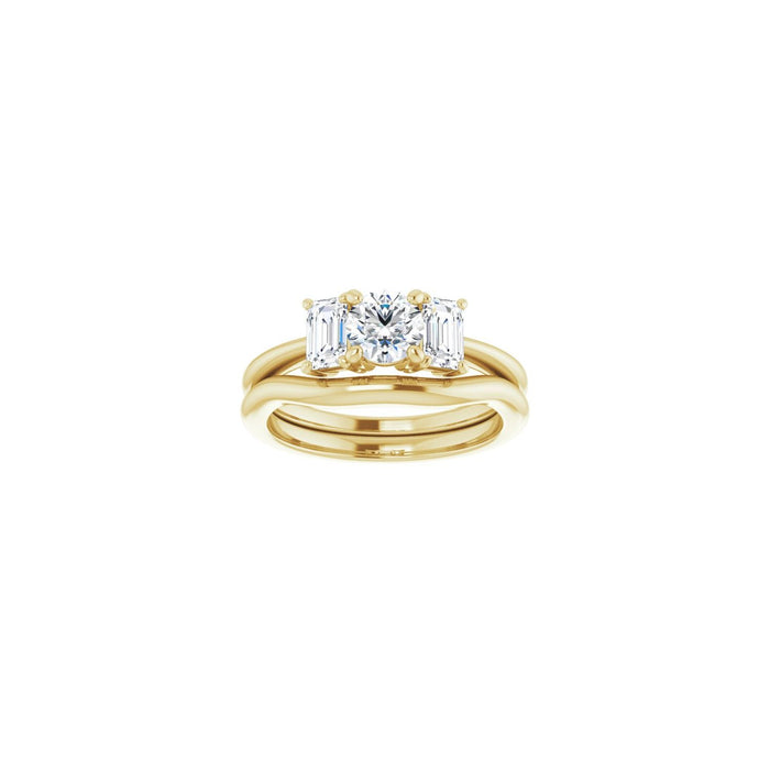 14K Yellow Gold 5.2 mm Round 1 1/5 CTW Lab-Grown Semi-Set Engagement Ring
