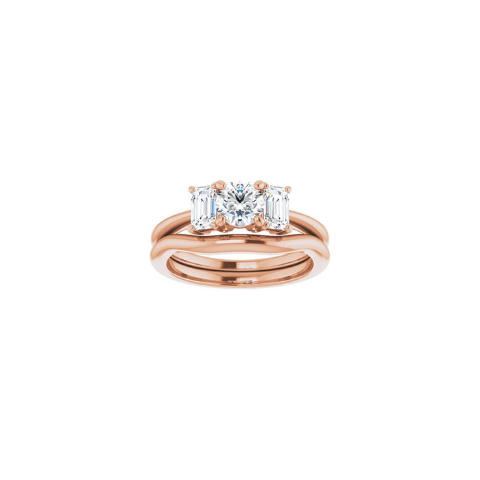 14K Rose Gold 5.2 mm Round 1 1/5 CTW Lab-Grown Semi-Set Engagement Ring