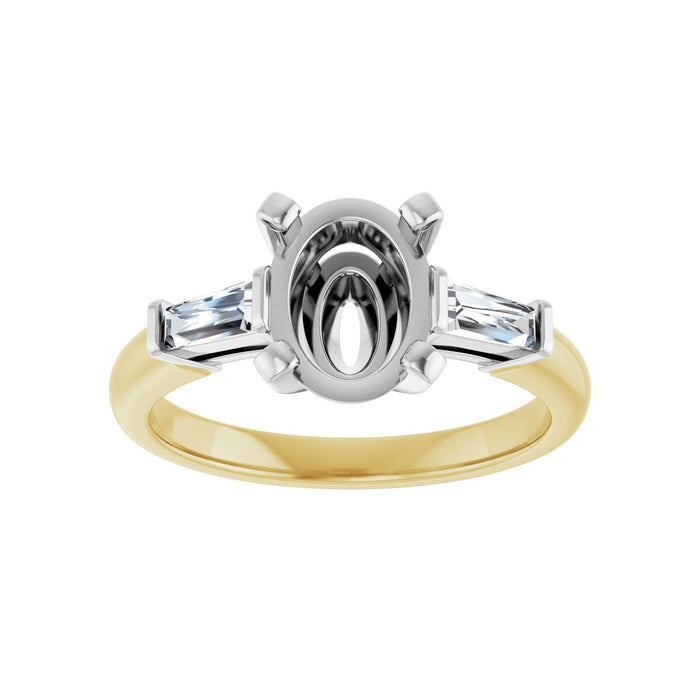 14K Yellow/White Gold 9x7 mm Oval 1/5 CTW Lab-Grown Diamond Semi-Set Engagement Ring