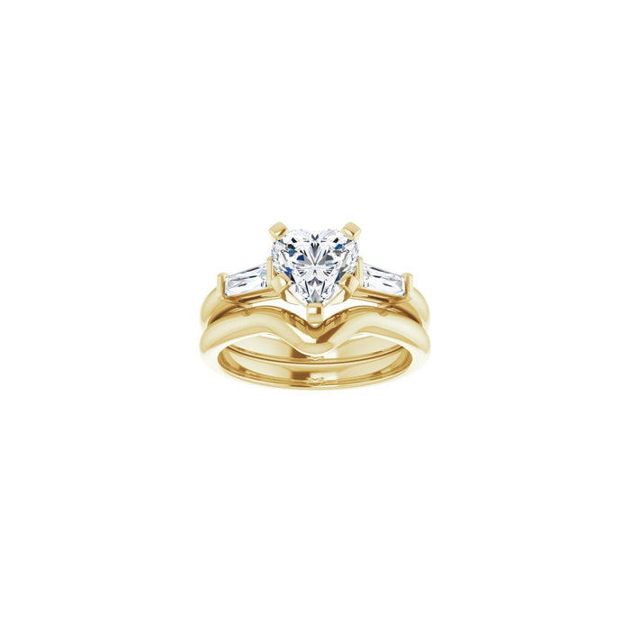 14K Yellow Gold 7x7 mm Heart 1/5 CTW Lab-Grown Diamond Semi-Set Engagement Ring