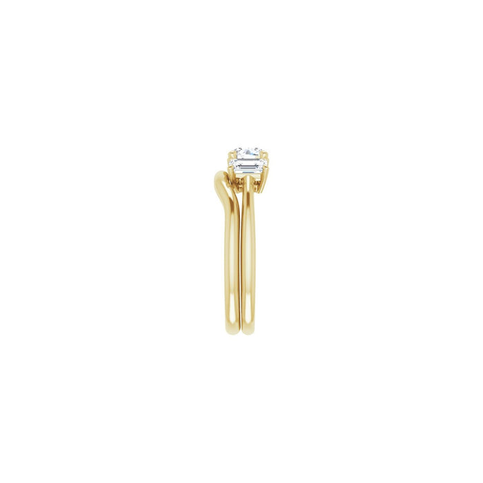 14K Yellow Gold 5.2 mm Round 1 1/5 CTW Lab-Grown Semi-Set Engagement Ring
