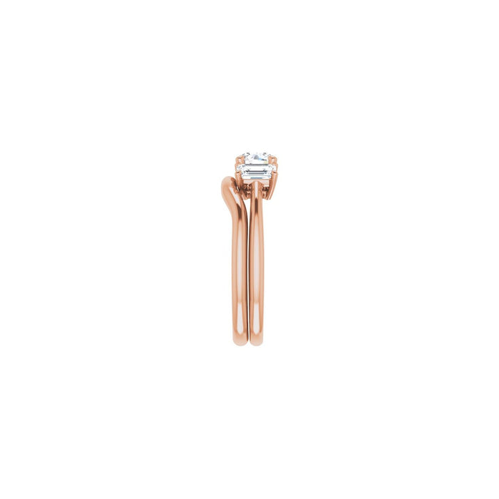 14K Rose Gold 5.2 mm Round 1 1/5 CTW Lab-Grown Semi-Set Engagement Ring