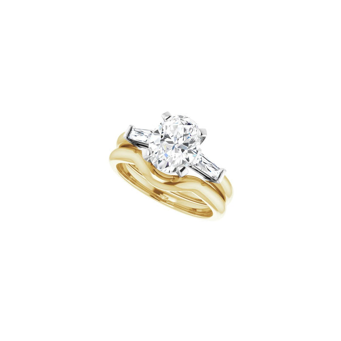 14K Yellow/White Gold 9x7 mm Oval 1/5 CTW Lab-Grown Diamond Semi-Set Engagement Ring
