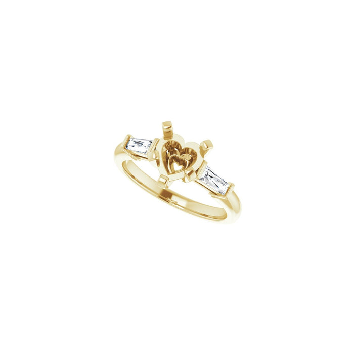 14K Yellow Gold 7x7 mm Heart 1/5 CTW Lab-Grown Diamond Semi-Set Engagement Ring
