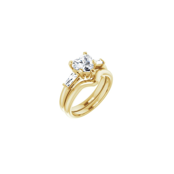 14K Yellow Gold 7x7 mm Heart 1/5 CTW Lab-Grown Diamond Semi-Set Engagement Ring