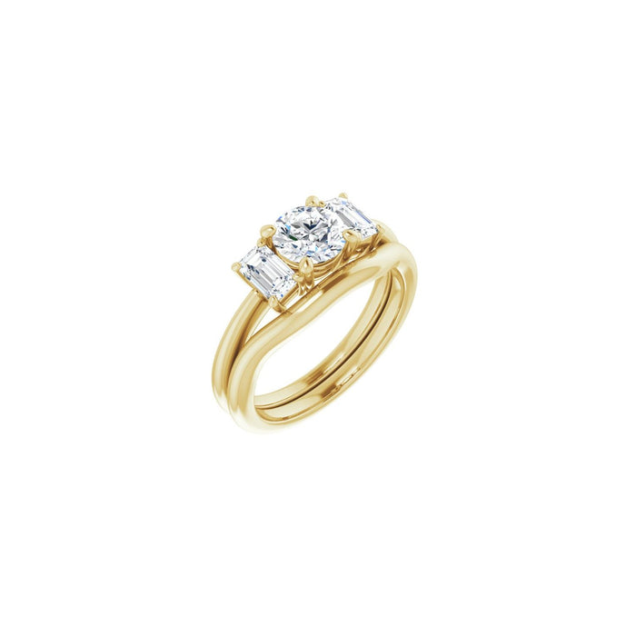 14K Yellow Gold 6 mm Round 3/4 CTW Lab-Grown Semi-Set Engagement Ring