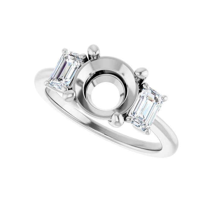 14K White Gold 8.2 mm Round 3/4 CTW Lab-Grown Semi-Set Engagement Ring