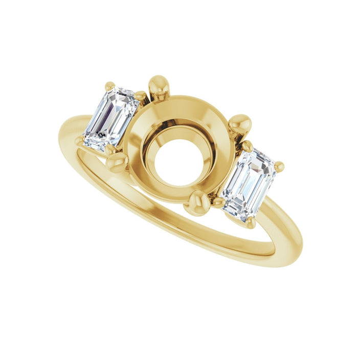 14K Yellow Gold 8.2 mm Round 3/4 CTW Lab-Grown Semi-Set Engagement Ring