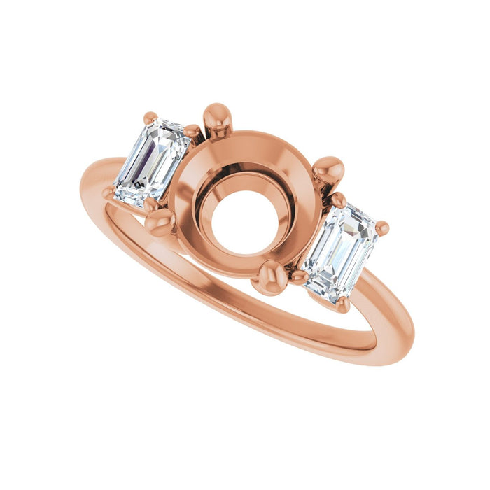 14K Rose Gold 8.2 mm Round 3/4 CTW Lab-Grown Semi-Set Engagement Ring