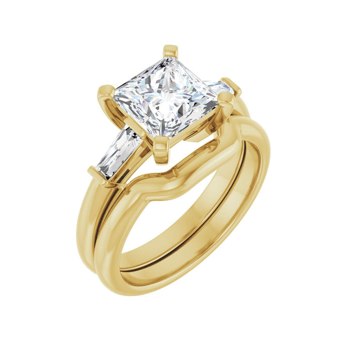 14K Yellow Gold 7x7 mm Square 1/5 CTW Lab-Grown Diamond Semi-Set Engagement Ring