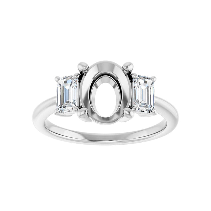 14K White Gold 9x7 mm Oval 3/4 CTW Lab-Grown Semi-Set Engagement Ring