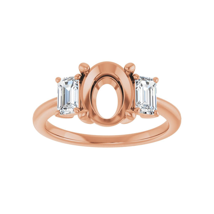 14K Rose Gold 9x7 mm Oval 3/4 CTW Lab-Grown Semi-Set Engagement Ring