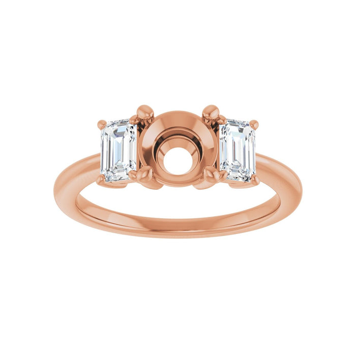 14K Rose Gold 6.5 mm Round 3/4 CTW Lab-Grown Semi-Set Engagement Ring