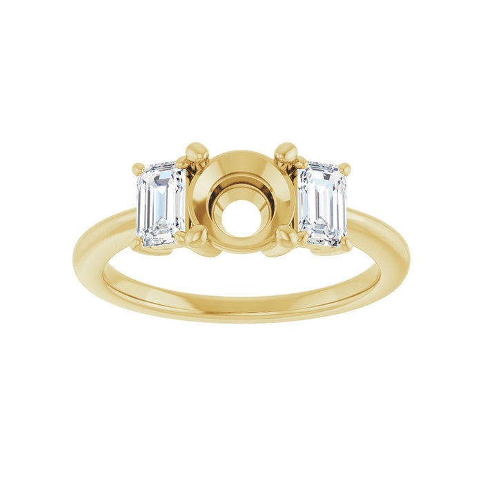 14K Yellow Gold 6.5 mm Round 3/4 CTW Lab-Grown Semi-Set Engagement Ring