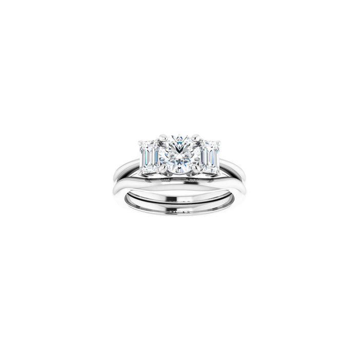 14K White Gold 6 mm Round 3/4 CTW Lab-Grown Semi-Set Engagement Ring