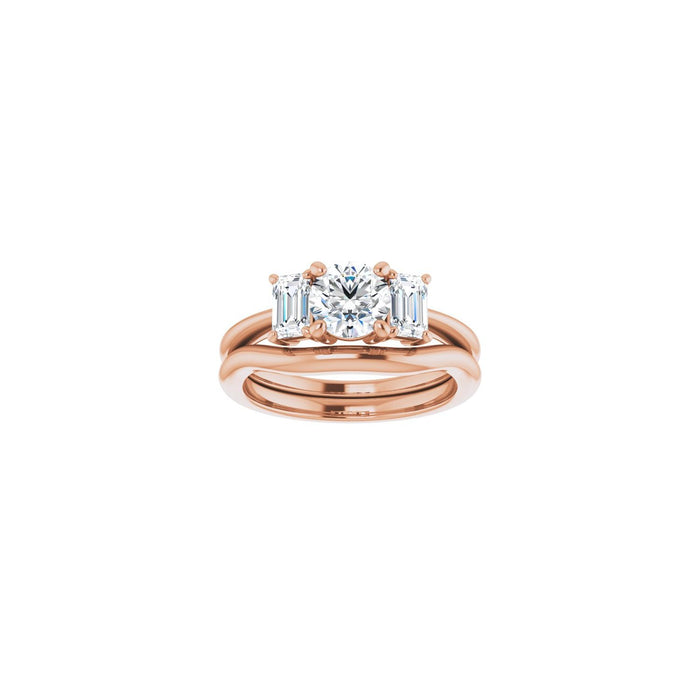 14K Rose Gold 6 mm Round 3/4 CTW Lab-Grown Semi-Set Engagement Ring