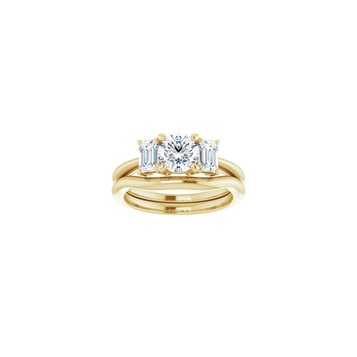 14K Yellow Gold 6 mm Round 3/4 CTW Lab-Grown Semi-Set Engagement Ring