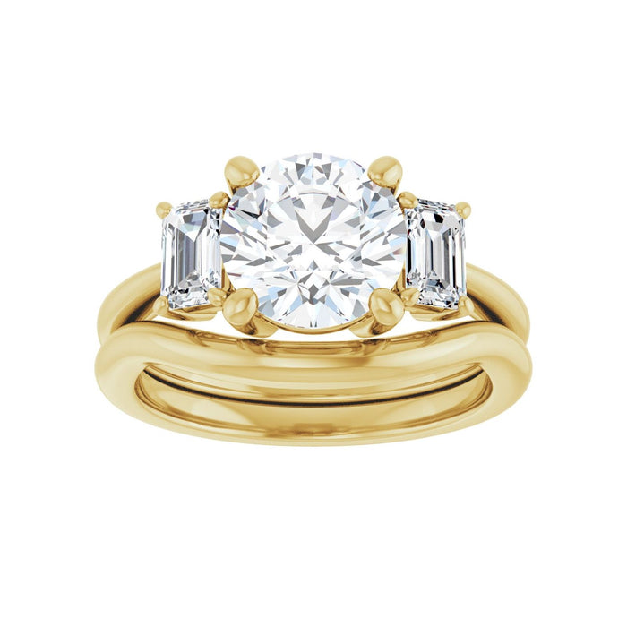 14K Yellow Gold 8.2 mm Round 3/4 CTW Lab-Grown Semi-Set Engagement Ring