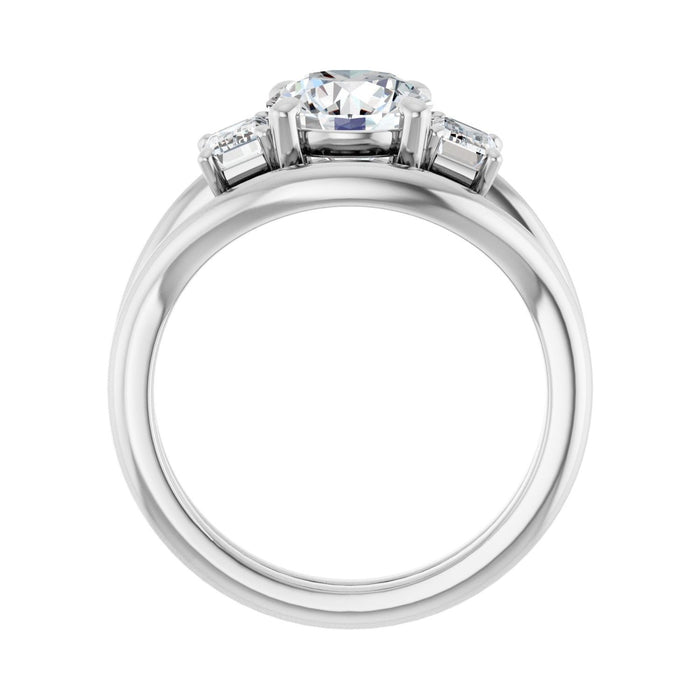 Platinum 7.4 mm Round 3/4 CTW Lab-Grown Semi-Set Engagement Ring