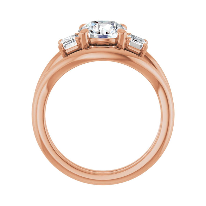 14K Rose Gold 7.4 mm Round 3/4 CTW Lab-Grown Semi-Set Engagement Ring